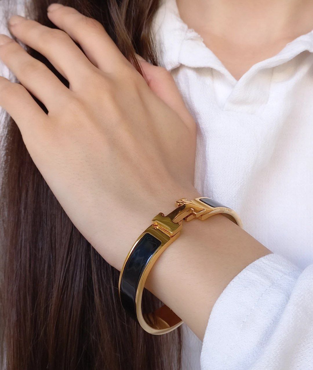 بنگل هرمس مشکی طلایی