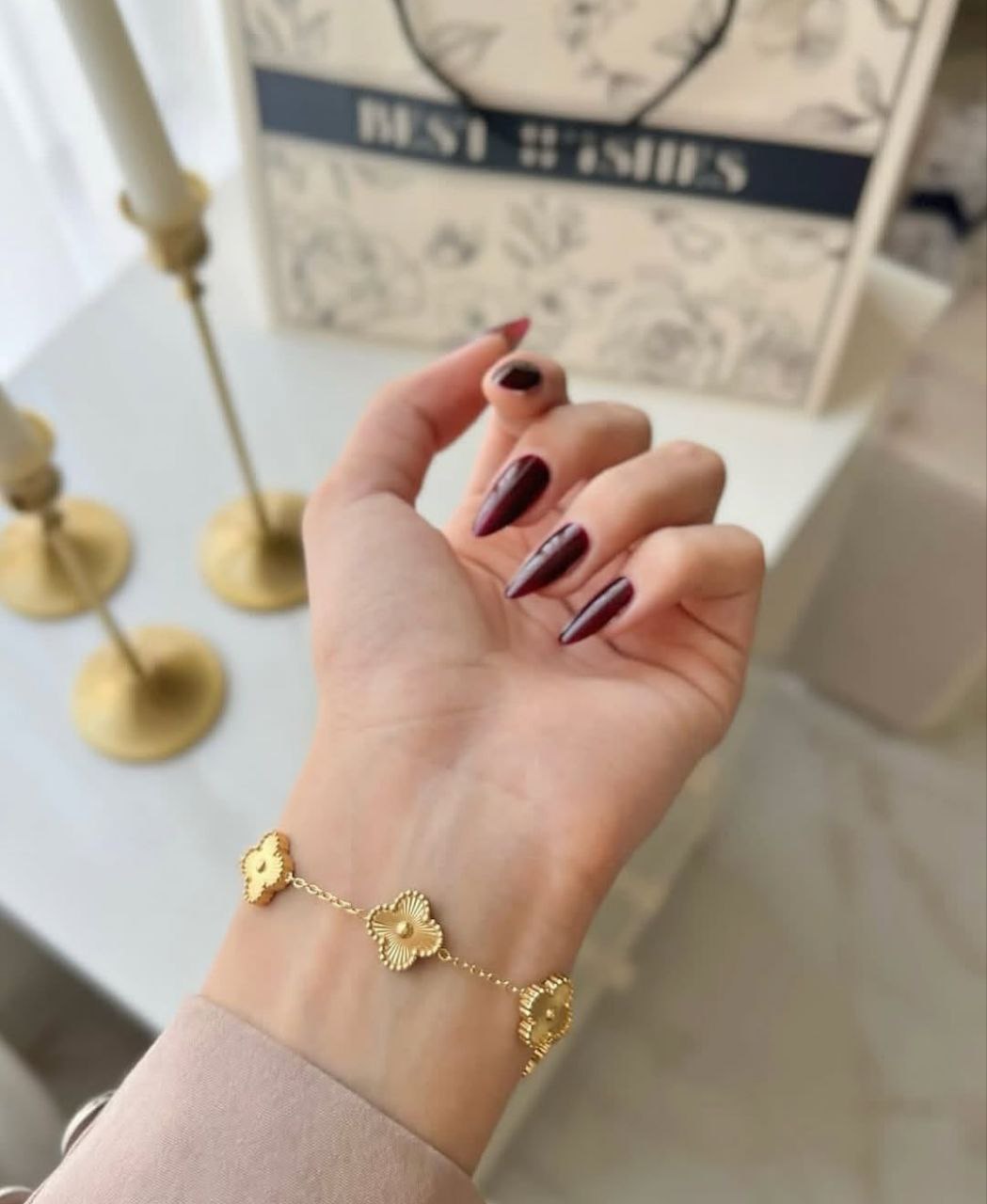 دستبند ونکلیف گل درشت پنج گل