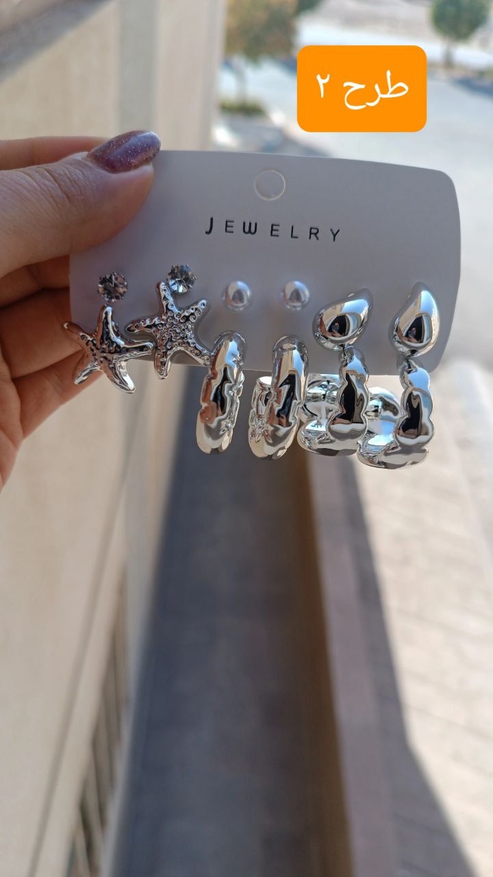 گوشواره های پکی آبکاری نقره