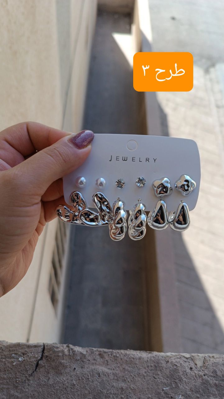 گوشواره های پکی آبکاری نقره