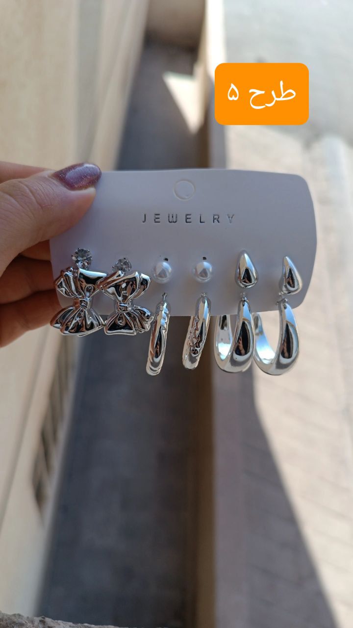 گوشواره های پکی آبکاری نقره